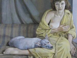 Art hand Auction Lucian Freud, Frau und weißer Hund, Aus einer seltenen Kunstsammlung, Kommt mit einem neuen hochwertigen Rahmen, In guter Kondition, Kostenloser Versand, Malerei, Ölgemälde, Porträts