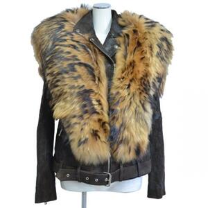 BALMAIN Balmain raccoon fur attaching leather Rider's R2A-116447 *