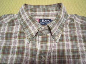 Q02★CHAPS Ralph Lauren（チャップス ラルフローレン）★ボタンダウン半袖チェックシャツ/sizeM