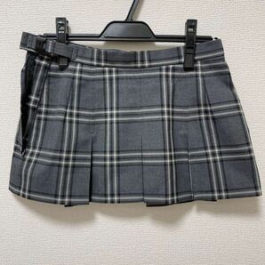制服 グレー・白・黒 チェック柄 マイクロミニスカート W72 丈29 夏用 大きいサイズ ボックススカート