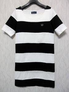 Fred Perry FRED PERRY border short sleeves One-piece white black 8.1890