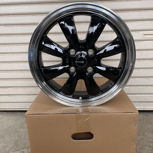 新品ホイール　GYRAFT 8S ◆15インチ　4.5J+45 100-4HラパンココアトコットウェイクムーヴキャンパスNBOXNONEタントエブリィ　ブラック