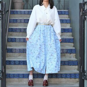 USA VINTAGE FLOWER PATTERNED FRONT BUTTON DESIGN LONG SKIRT/アメリカ古着花柄フロントボタンデザインロングスカート