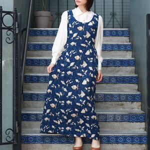 USA VINTAGE TROPICAL FISH PATTERNED NO SLEEVE ONE PIECE/アメリカ古着熱帯魚柄ノースリーブワンピース