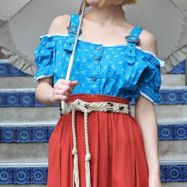 EU VINTAGE TYROLIAN DESIGN BLOUSE/ヨーロッパ古着チロリアンデザインブラウス