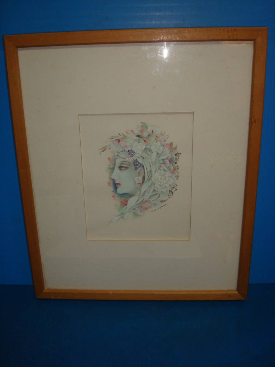 수채화 꽃 머리 장식 아름다운 여성 PC17, 그림, 수채화, 초상화