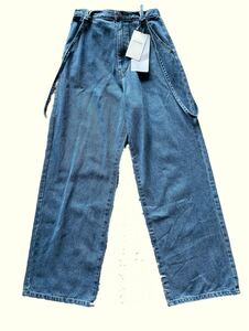 デニムパンツ デニム RAY CASSIN レディース パンツ ブルー 肩ひも バックレースアップサス付デニム サスペンダー