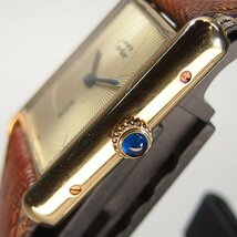 【人気モデル 機械式】CARTIER must de Cartier Tank マスト タンク ヴェルメイユ SV925xGPxレザー 手巻き メンズ 腕時計 「18209」_画像4