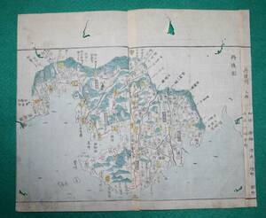 地図 （絵図）京都府 丹後國 古地図 木版 彩色 江戸時代 歴史資料 インテリア 社会 教材 (レターパックライト発送）