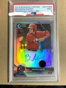 2018 bowman Brandon Marsh リフ Auto /499 psa9