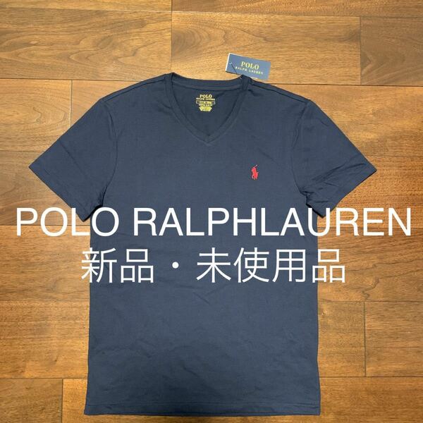 POLO RALPH LAUREN ポロ ラルフローレン Vネック Tシャツ 紺 ネイビー 新品 未使用品