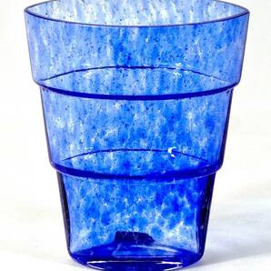 北欧ビンテージ スウェーデン KOSTA BODA コスタボダ 花瓶 デザインブルーガラス ハンドメイドフラワーベース 高さ14㎝ マーブル調 TSMの画像1
