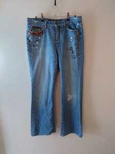 DKNY Donna Karan New York custom джинсы широкий джинсы размер 8 XL размер повреждение Denim Celeb джинсы 