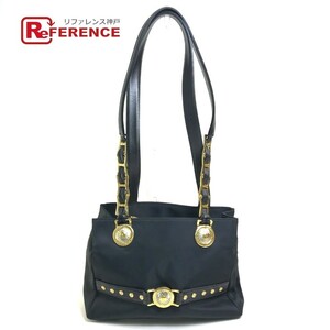 VERSACE Versace Chain Sunburst Shoulder Bag Shoulder Tote Bag Nylon / Leather Black Ladies [Usado], cormorán, Versace, Bolso, bolso