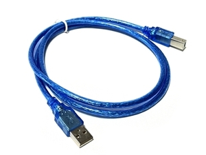 USB2.0 ケーブル 1m Type A （オス） to Type B （オス） 標準コネクタ ブルー