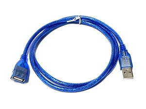 USB2.0 延長ケーブル 長さ1m Type Aコネクタ オス/メス ブルー
