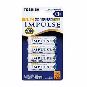TOSHIBA ニッケル水素電池 充電式IMPULSE 高容量タイプ 単3形充電池(min.2%カンマ%400mAh) 4本 TNH-3A 4P(中古品)