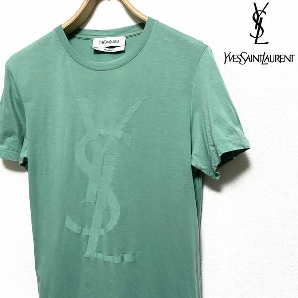 YVES SAINT LAURENT☆YSLロゴTシャツ☆グリーン☆イタリア製☆