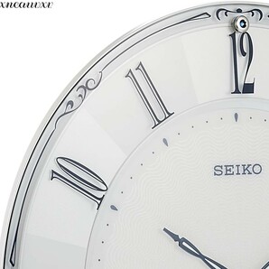 SEIKO 電波式クロック 白パール 光沢 高品質 インテリア おしゃれ クラシック 電波 壁掛け 時計 ウォール アンティーク クロック セイコー