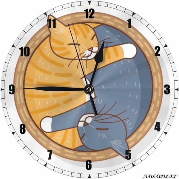 かわいい 猫の壁掛け時計 静音 連続秒針 インテリア かわいい アナログ おしゃれ モダン 雑貨 アンティーク 時計 クロック 贈り物