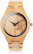オシャレな 木製腕時計 日本製 クオーツ 軽量 竹 メンズ 天然木 木製 ウォッチ カジュアル アナログ モダン オシャレ ウッド 男性 腕時計_画像2