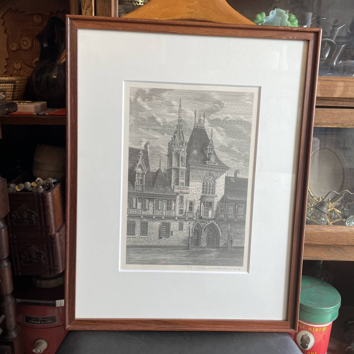 ¡Extraño! Litografía de pintura vintage Pintura de paisaje de castillo europeo / Mercadillo de Brocante Francia Alemania accesorios de tienda Nueva York, antiguo, recopilación, anuncio, Productos novedosos, otros