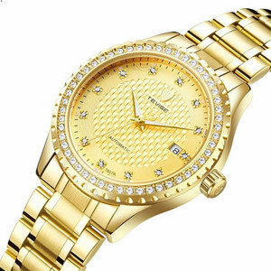 新品贅沢 メンズ高級腕時計 機械式 自動巻き カレンダー ダイヤ 紳士 ビジネス ウォッチ 夜光 防水 ゴールド