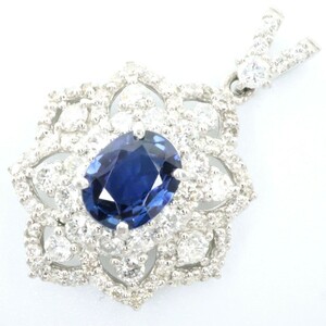 [DJ]PT950 sapphire 0.874ct/ diamond 0.88ct pendant top free shipping new goods has been finished R571849