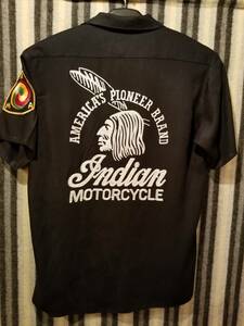 古着　東洋エンタープライズ（Mサイズ）インディアンモーターサイクル　ロカビリーシャツ　ボーリングシャツ　バイカー