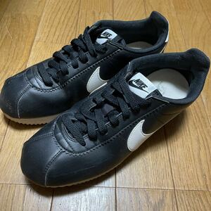 NIKE CORTEZ レザースニーカー ナイキ CLASSIC ビンテージ　復刻　インドネシア製　26cm ブラック　黒　古着