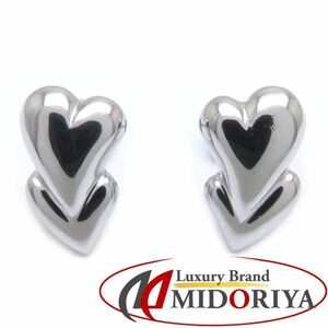  earrings heart motif Pt900 2.1 gram platinum lady's jewelry /27820[ used ][FJ]
