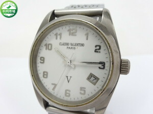 【H-8098】CLAUDIO VALENTINO V クラウディオ ヴァレンティノ デイト 腕時計 メンズ クオーツ 現状品【千円市場】