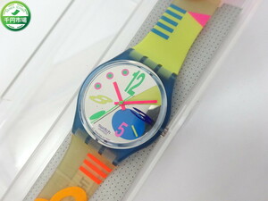 【K-6047】ケース付き 腕時計 swatch スウォッチ アナログ3針 クォーツ式 電池 ジャンク【千円市場】