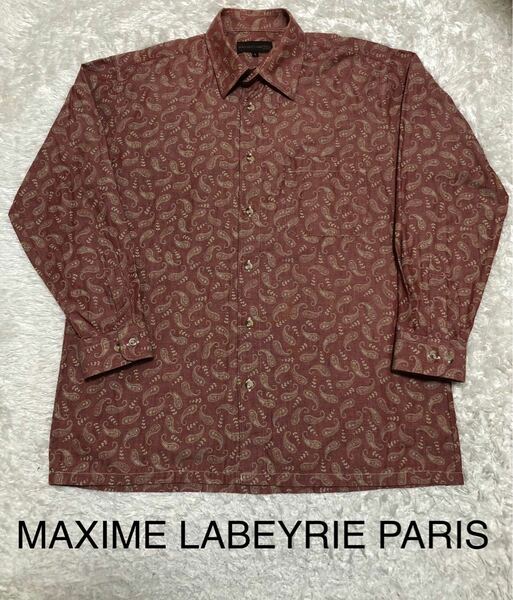 美品　マキシムラベリパリス　MAXIMELABEYRIE PARIS コットンシャツ　ペイズリー柄シャツ　メンズシャツL 