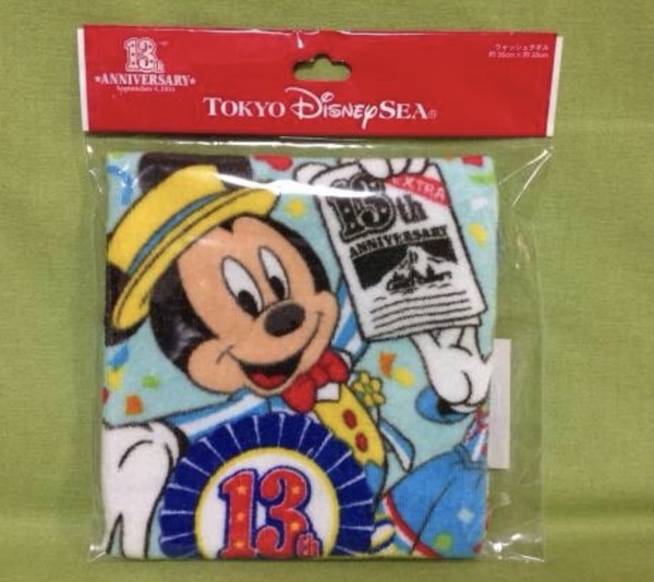 ディズニーシー 13周年 記念 ウォッシュタオル ミッキー ディズニーランド