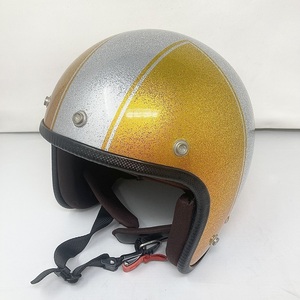 【アウトレット品！】装飾用 ジェットヘルメット　オレンジ　シルバー ヴィンテージ サイズ：FREE（約57～60cm未満）