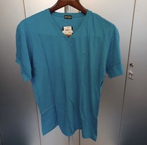 SPALDING　　 VネックTシャツ 　ターコイズブルー系 　Mサイズ_画像1