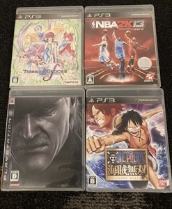 PlayStation3 ソフト4本セット  テイルズオブグレイセスエフ / ONE PIECE 海賊無双 / NBA2K13 / メタルギア4 ゲームソフト
