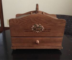 箱あり！　G-wood 裁縫箱 木製 アンティーク レトロ　ソーイングボックス 木箱