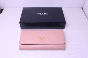 ★PRADA プラダ 1MH132 長財布 サフィアーノ ピンク ギャランティカード付き【20289016】