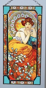 アルフォンス・ミシュアAlphonse Mucha - Topaz.アートガラス　ステンドグラス