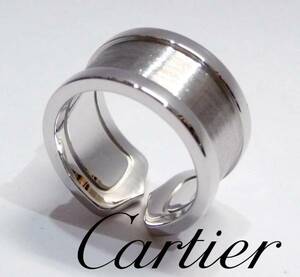 8号 ほぼ未使用保管品 cartier 重厚 K18WG 750 リング 試着のみ ホワイトゴールド 指輪 重量:10.60g 幅(手前～奥):約10mm カルティエ