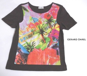 お得♪ 即決有　ジェラールダレル GERARD DAREL 東京スタイル 超素敵！ ブラウン 茶色 プリント Ｔシャツ M 日本製 〒210