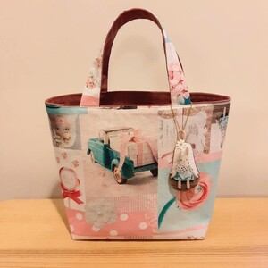 トートバッグ ハンドメイド バッグ ベルギー生地 オリジナルマスコット付 ハンドメイド