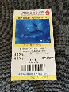 沖縄美ら海水族館 入場券 チケット　大人1名