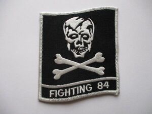 【送料無料】アメリカ海軍FIGHTING 84第84戦闘飛行隊VF-84パッチ刺繍ワッペン/骸骨スカル&クロスボーン骨USN米軍NAVYジョリーロジャーズM22