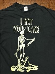 I GOT YOUR BACK 骸骨 Tシャツ ２ＸＬ 黒 ブラック 蓄光プリント 面白プリント ビッグサイズ ビッグシルエット ドクロ スカル