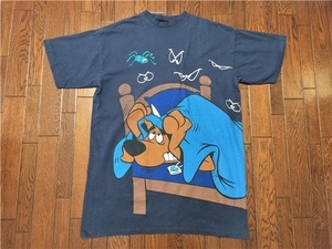 スクービードゥー ＳＣＯＯＢＹＤＯＯ 超ビッグサイズ Ｔシャツ ネイビー 紺 アメコミ 全柄 シングルステッチ ビッグシルエット ビンテージ