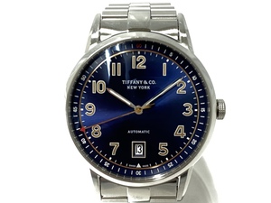 TIFFANY&Co. Tiffany 34668299 men's wristwatch self-winding watch reverse side ske warranty have simple SS AT operation goods navy blue color series face used 