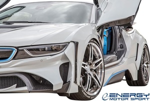 【M's】BMW i8 (2014y-) ENERGY MOTOR SPORT カーボンED オーバーフェンダー 4PCS ／／ CARBON+FRP エナジーモータースポーツ アイエイト